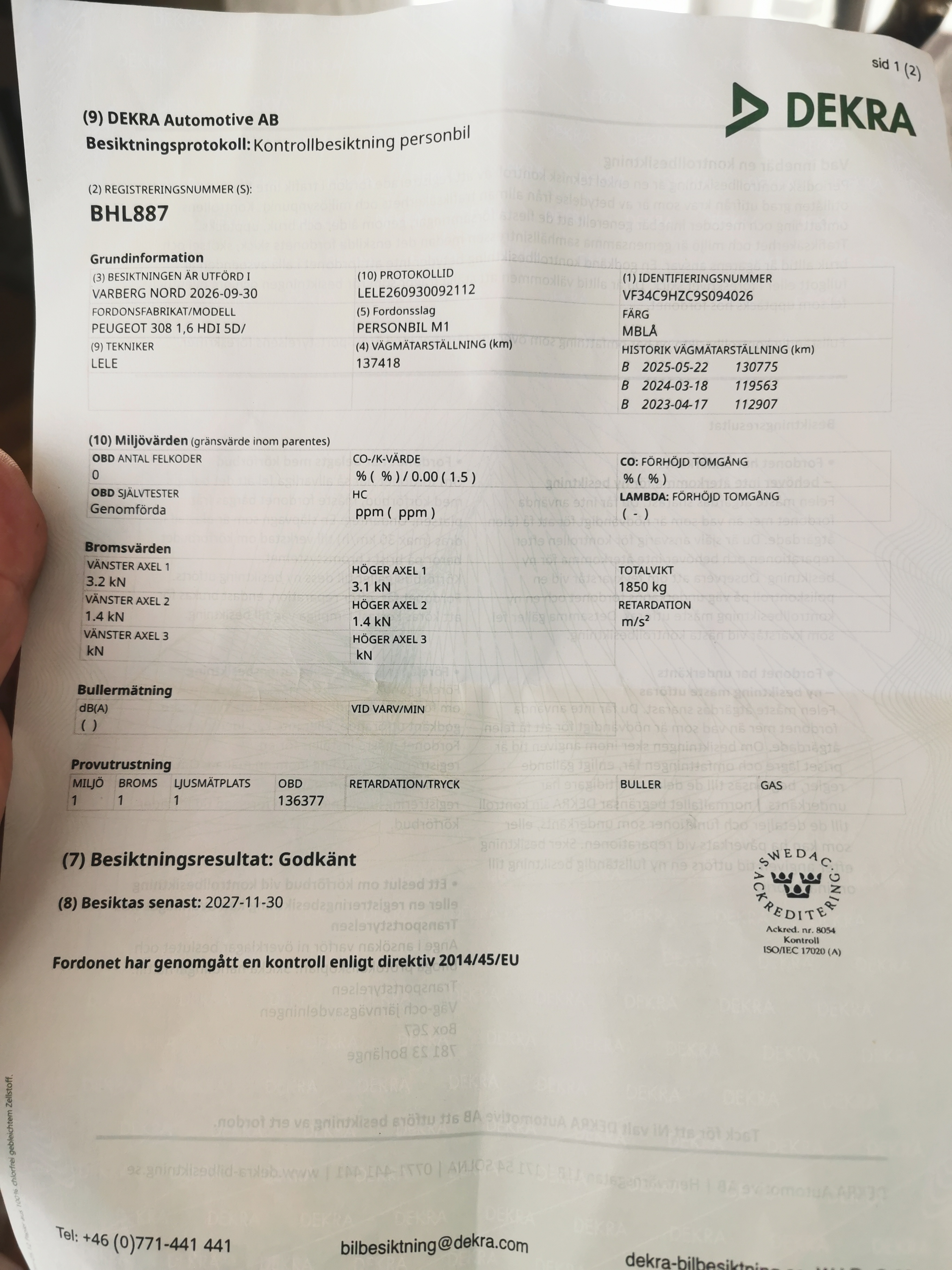 Peugeot 308 5-dörrar 1.6 HDi FAP Manuell 2009, bild 6/6
