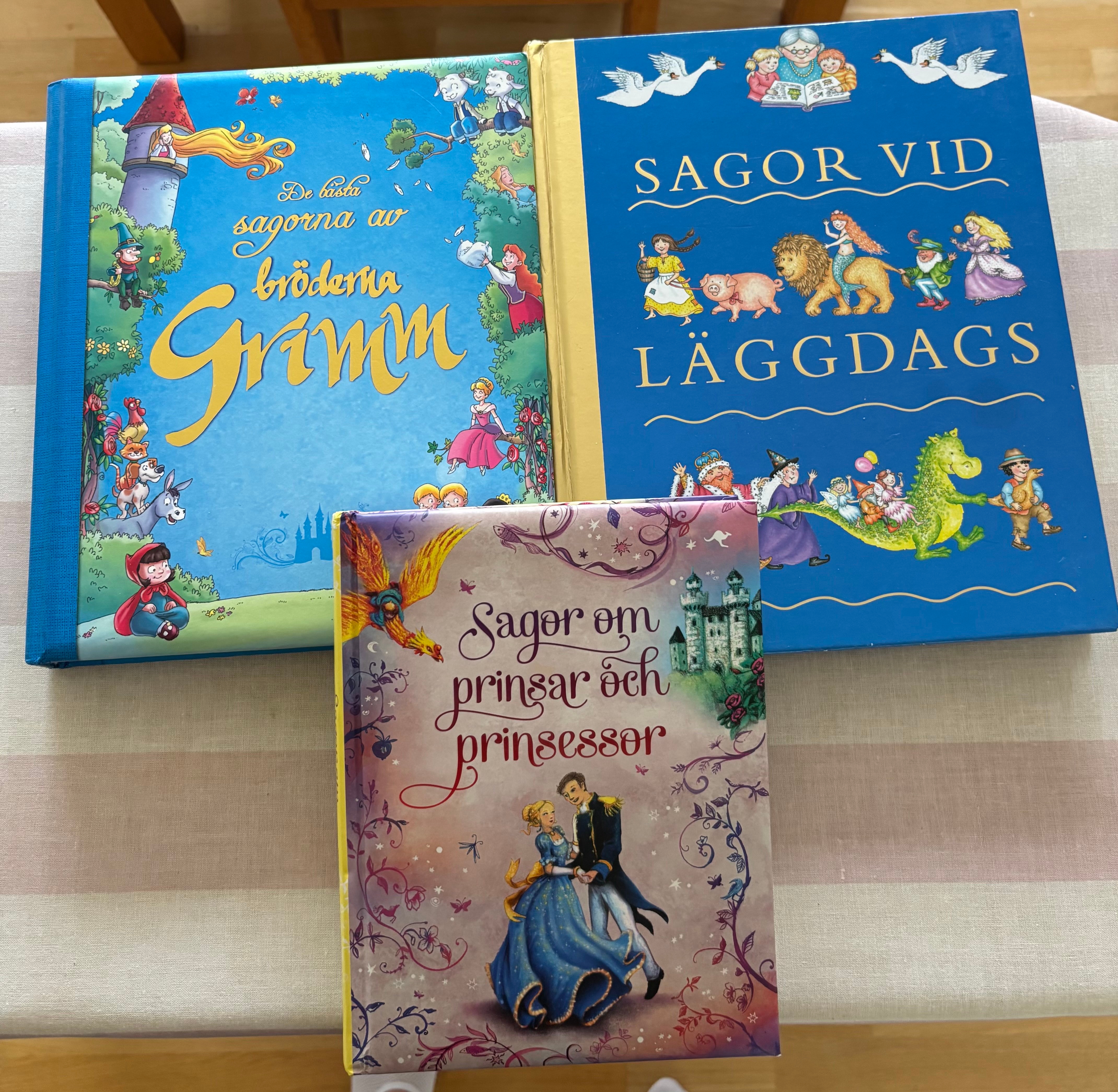 Barnböcker sagosamlingar Grimm, godnattsagor och prinsessor