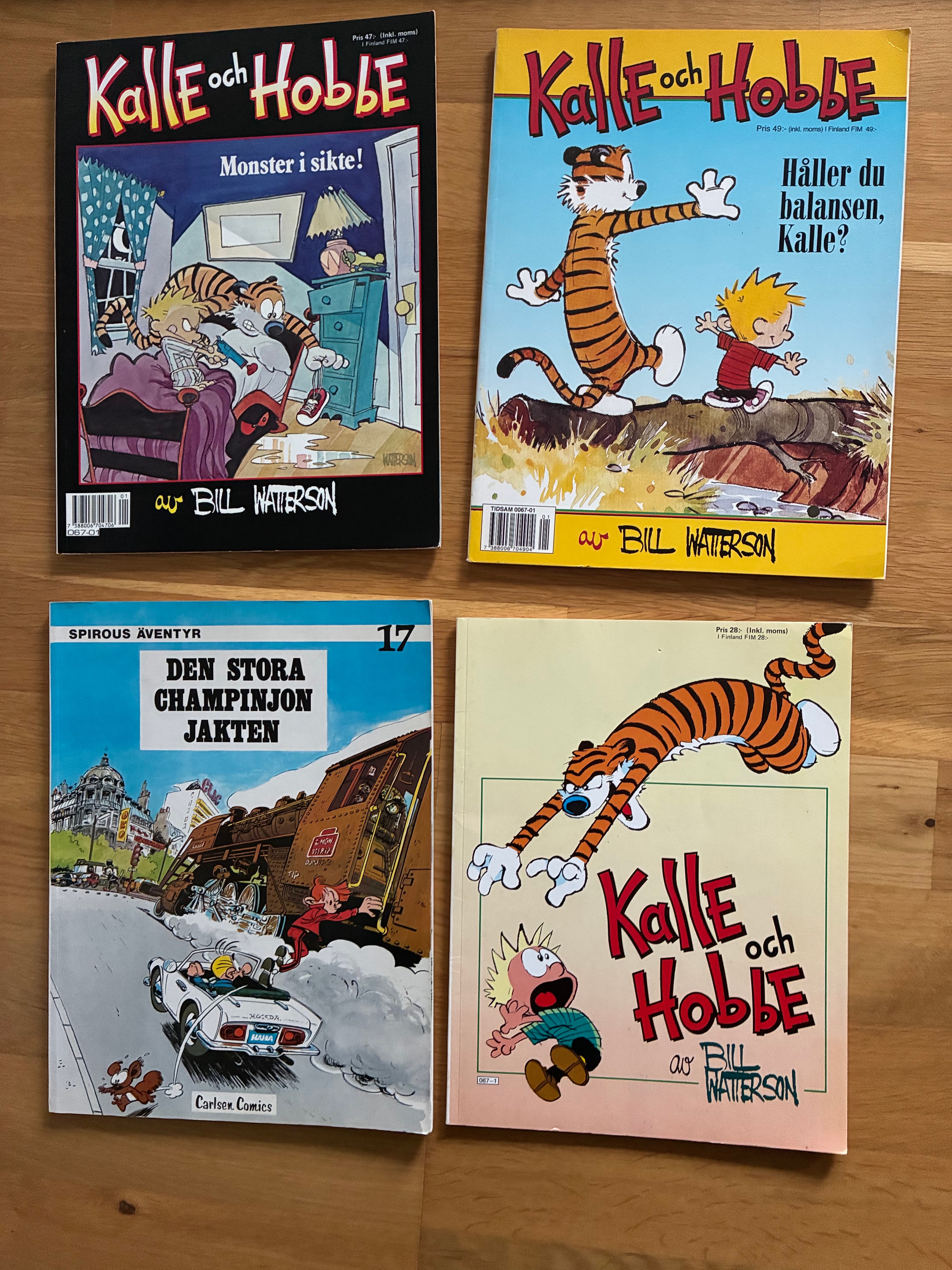 Kalle och Hobbe serietidningar – 4 st album av Bill Watterson