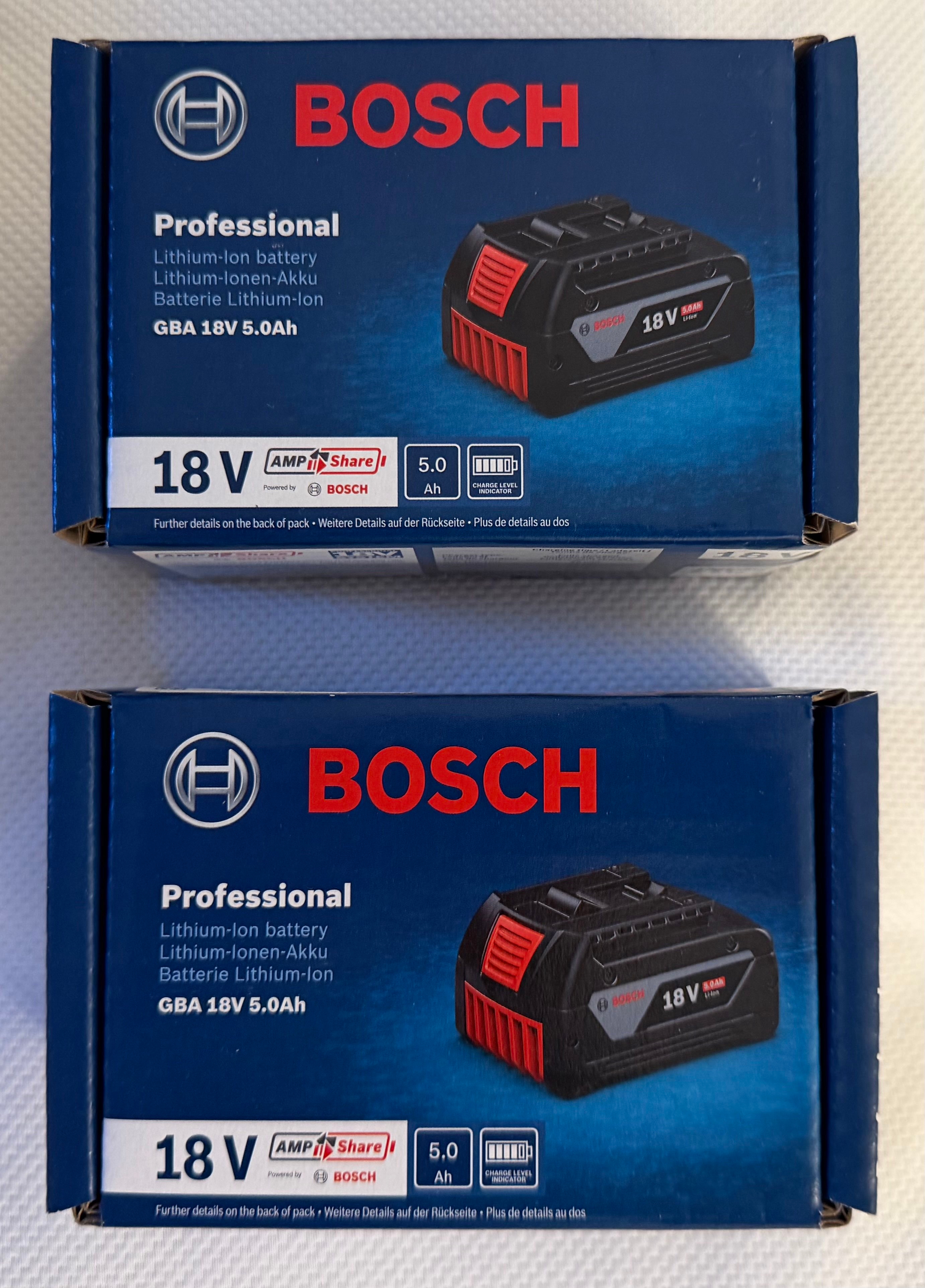 2-Pack Bosch Professional Batteri 18V - GBA 18V 5.0Ah - NYTT